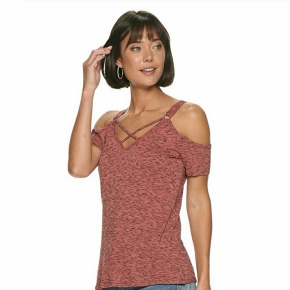 Rock & Republic - Top - Criss Cross Ring - Medium - Short Sleeve